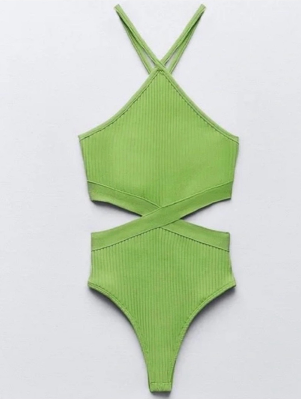 Zara Ribbed Cut Out Bodysuit small